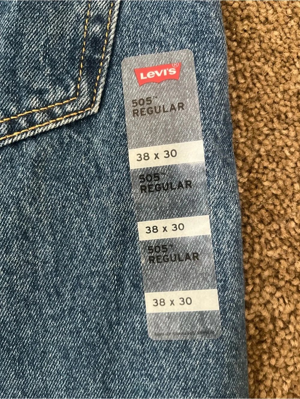 Levi’s 505 Regular Men’s Jeans 38x30 Straight Leg Medium Wash NWT